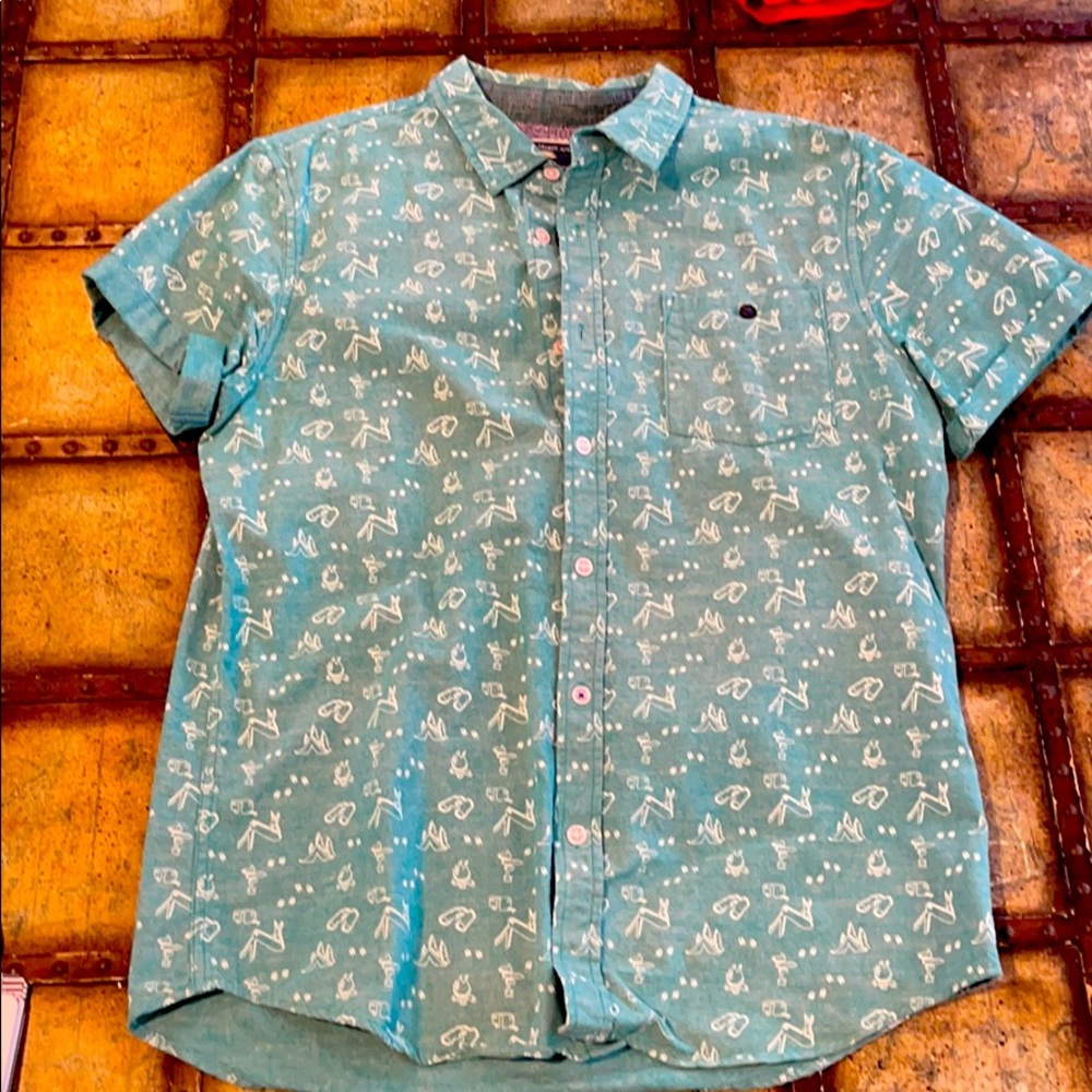 Modern amusement short sleeve button down